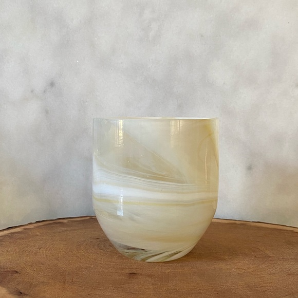 Cream Swirl Glass Jar/Candle Holder/Pencil Holder - Picture 2 of 7